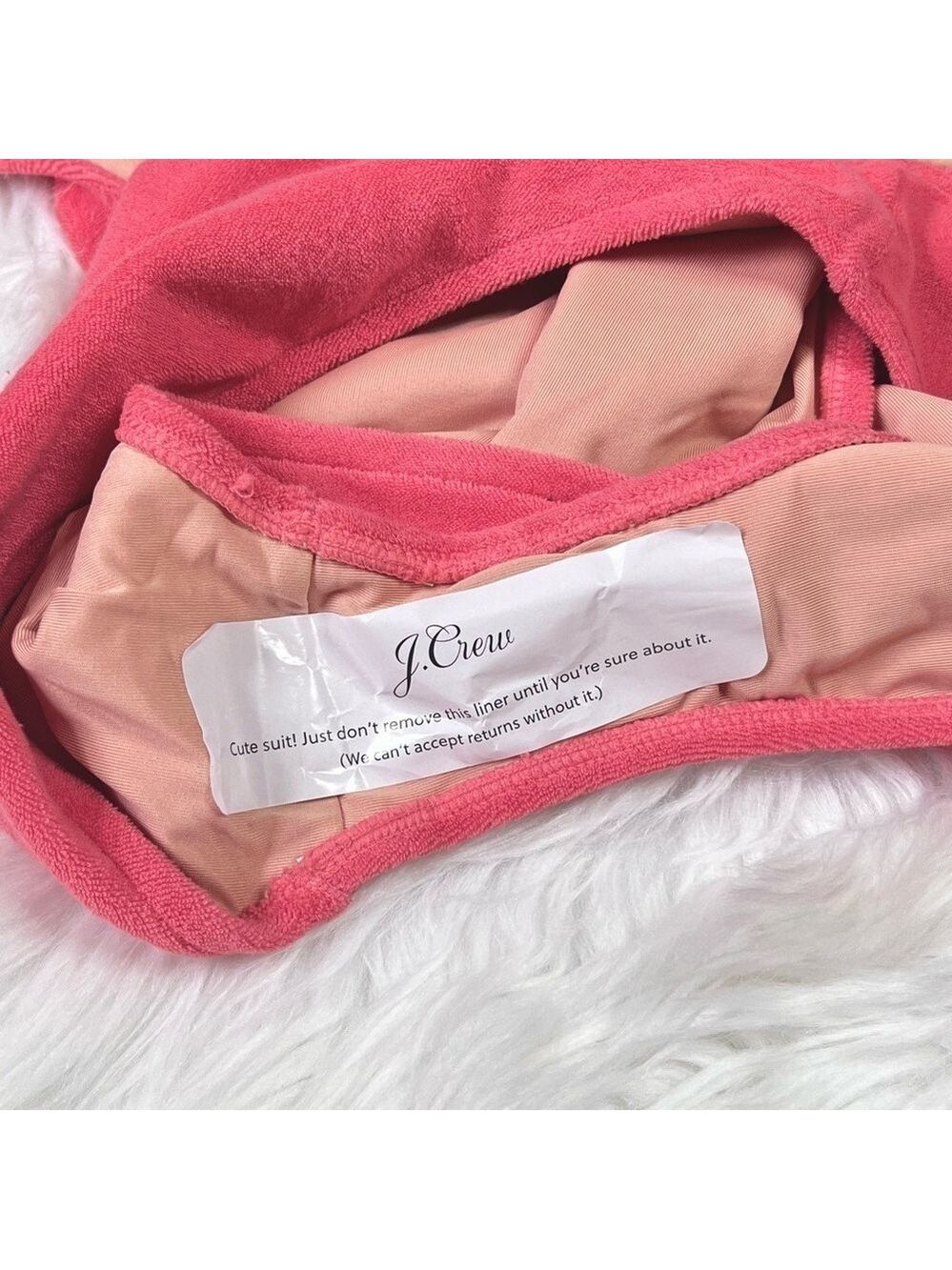 J Crew Coral Pink Terry Cutout Bandeau One Piece Swimsuit Size 18 - Picture 6 of 8